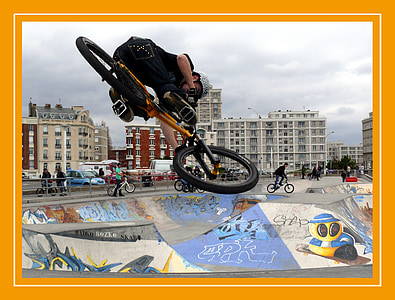 BMX, Sport, rower, Harbour, skate park, Architektura, Miasto