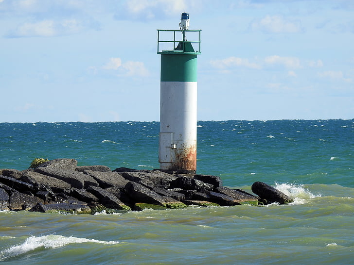 Lighthouse, sireen punkti, Lake ontario, Ocean, lained, Tuul