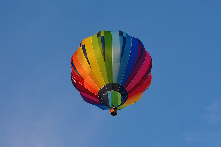 balon, balon udara panas, biru, langit, udara, warna-warni, panas
