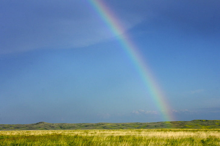 arco-íris, pradaria, Dakota do Sul, céu, paisagem, natureza, campo