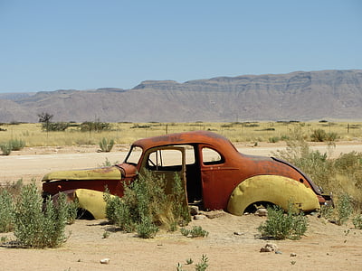 namibia, oldtimer, auto, rusted, vehicle, desert, rusty