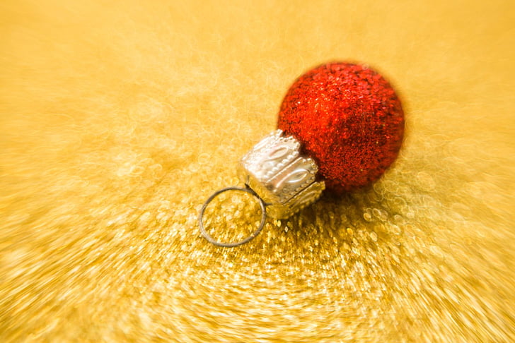 selective, focus, photography, red, ball, oranament, christmas