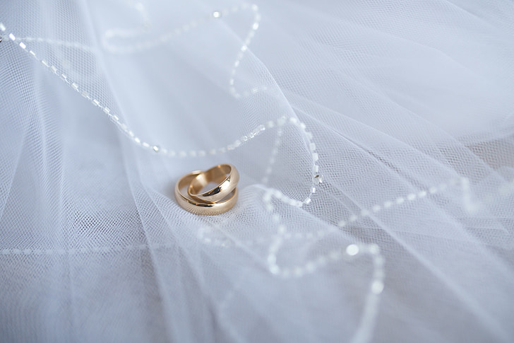 ring, ringen, goud, bruiloft, decoratie, wit, Close-up