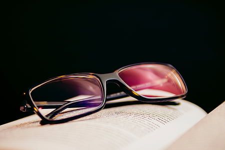 четене, очила, книга, очила, слънчеви очила, зрението, черен цвят