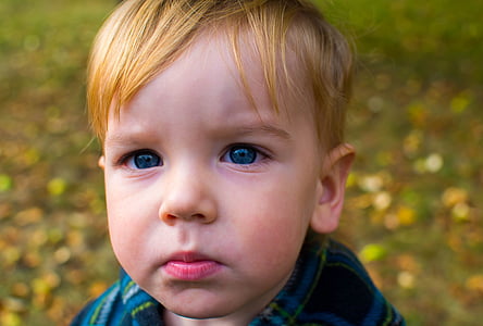 το παιδί, μια σοβαρή, πορτρέτο, μπλε μάτια, Χαριτωμένο, ξανθός/ιά, bot