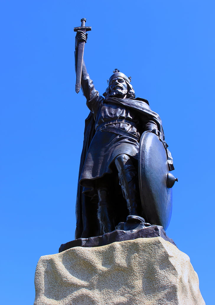 estátua, Alfred, Rei alfred, Reino Unido, Inglaterra, Rei, Winchester