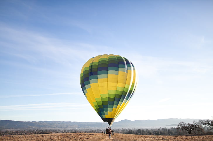 aventura, balão, balão de ar quente, pessoas, céu, diversão, meio-ar