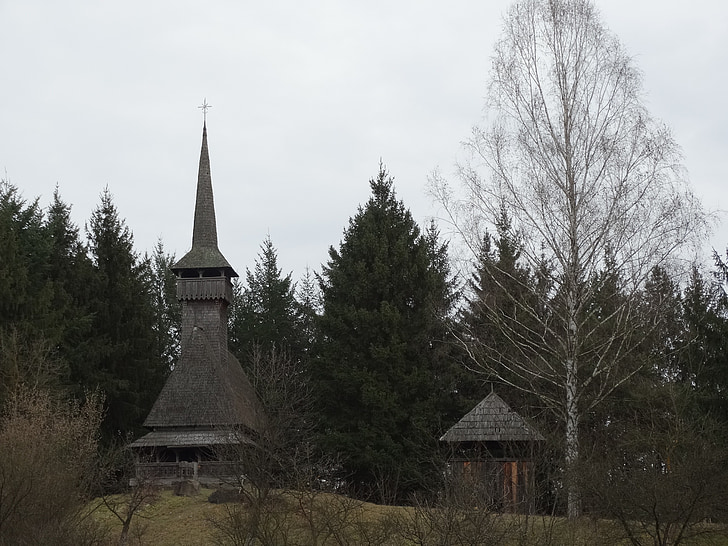 church, village, forest, the village museum