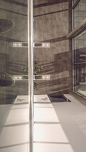 üveg, emelet, átlátszó, belső, modern, design, szoba