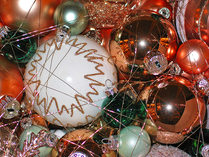 Christmas, boules de Noël, décorations de Noël, glaskugeln, Ball, décorations festives, carte de voeux