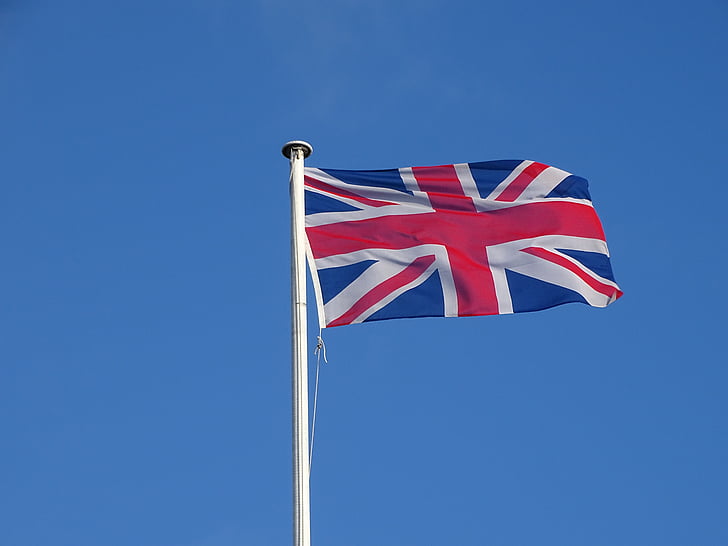 vlajka, Veľká Británia, ranu, flutter