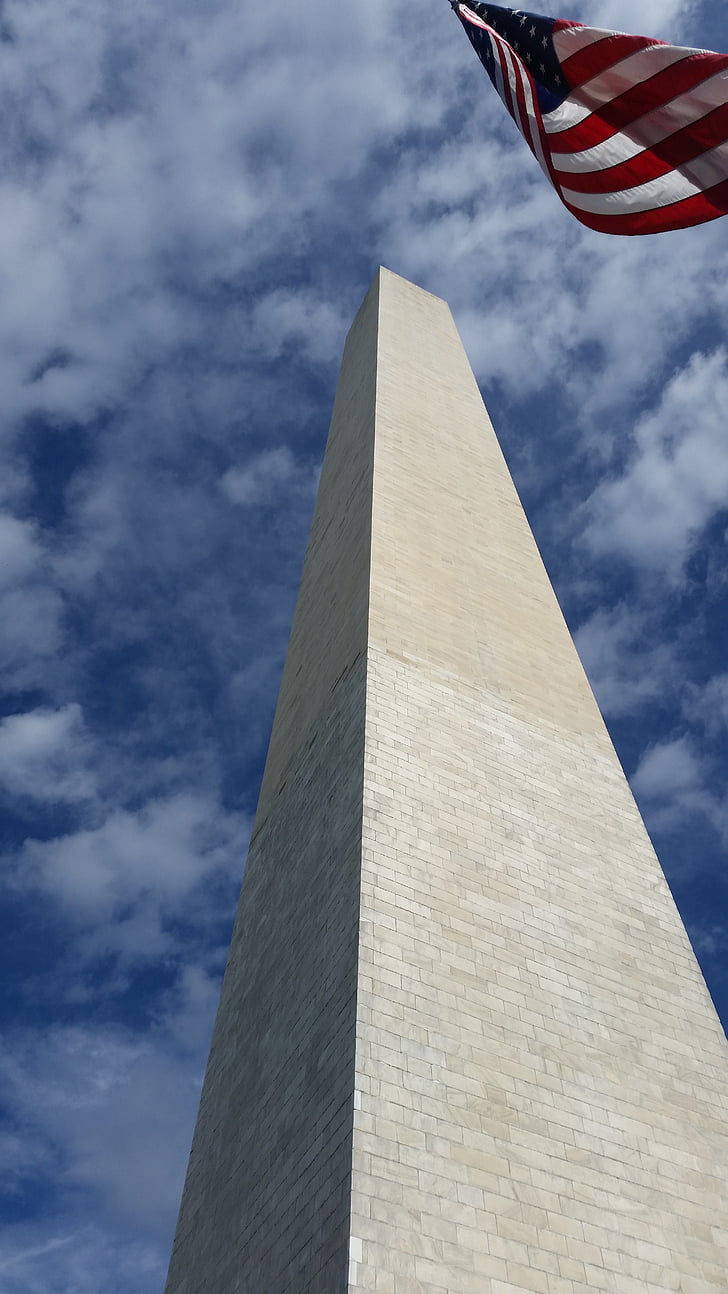 Washington dc, monument, drapeau américain, Capitol, capital, é.-u., point de repère