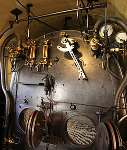 locomotive, technology, steam locomotive, historically, führerstand, heat, lever