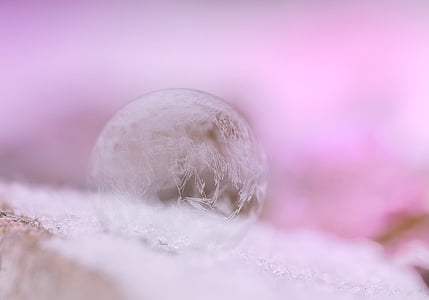мильні бульбашки, скань, заморожені, тендер, м'яч, іній, лід