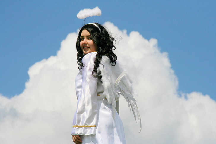 Thiên thần, đám mây, đôi cánh, bầu trời