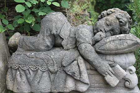 sculpture, Pierre, jardin, statue de, Parc, garçon, Allemagne