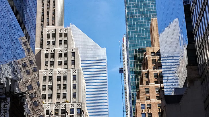 New york, Manhattan, budova, reflexe, Perspektiva