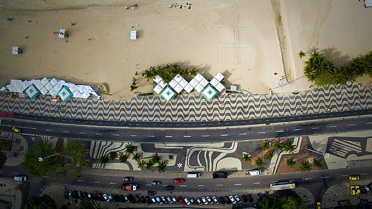 Aerial, photographie, rue, près de :, plage, en journée, route