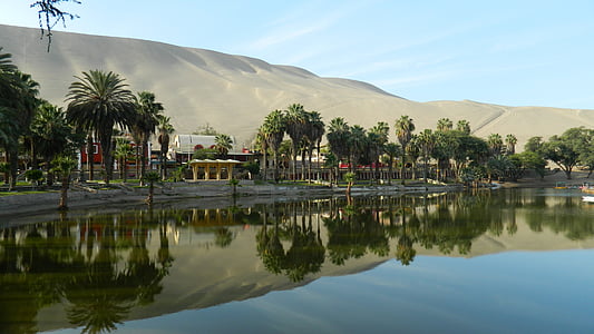 oasis of huacachina, ica - peru, water mirror