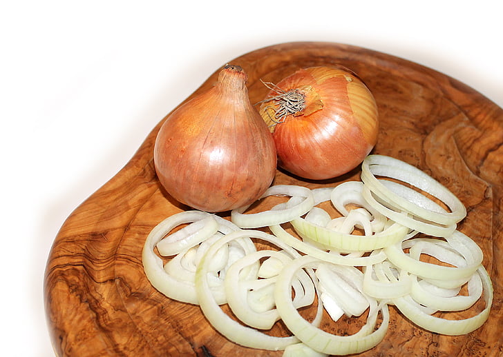 onion, cutting board, food, vegetables, onions in slices, onions on board, vegetable