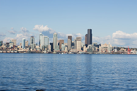 Seattle, linha do horizonte, CityLine, Washington, som, Baía, água