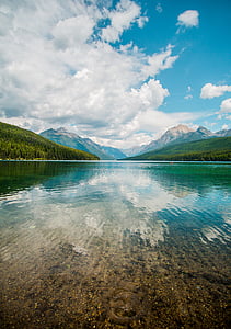 clouds, lake, landscape, mountains, nature, outdoors, reflection