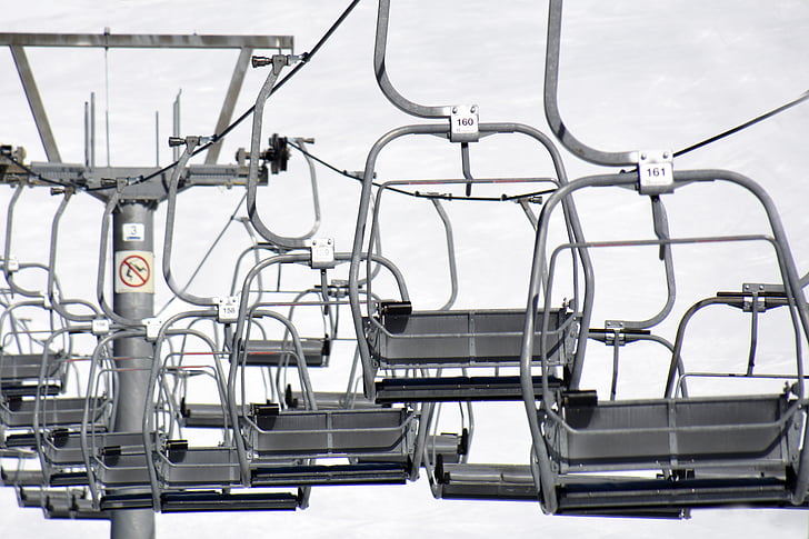 telecadira, mitjans de transport, pujar, seure, l'hivern, esquí, seient