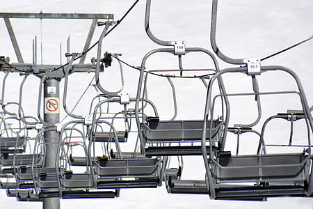 Chairlift, transportmiddel, gå op, sidde, vinter, skiløb, sæde
