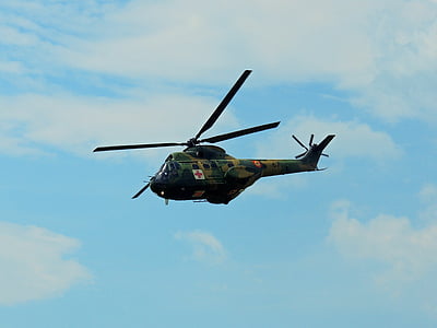 helicóptero, Puma chocado, aviação, Exército, praticagem, voo