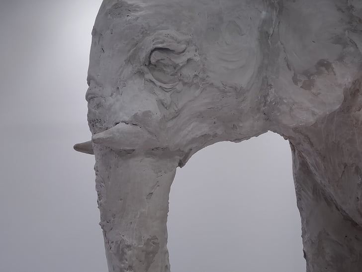 elephant, sculpture, white, clay, statue, no people, close-up