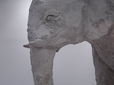 Слон, скульптура, Белый, Глина, Статуя, без людей, крупным планом