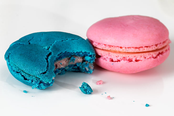 macaroons, pastry, sweets, colorful, pink, blue, color