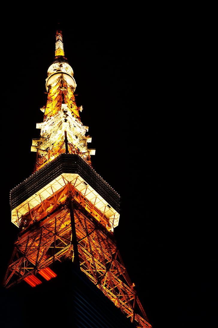 Tokyo tower, urbana landskap, staden, lampor, visningar