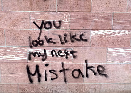 graffiti, ściana, budynek, Cegła, mówiąc:, wandalizm, błąd