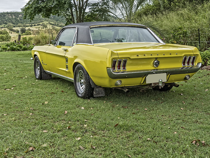 bil, Mustang, gul, hastighet, design, Auto, makt