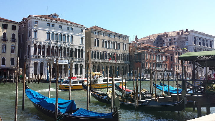 canal, góndolas, Venecia