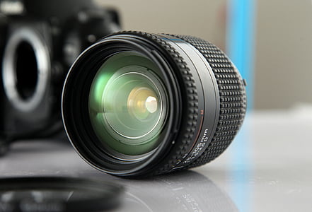 lente, Nikon, vidrio, luz, reflexivo, permeabilidad, metal