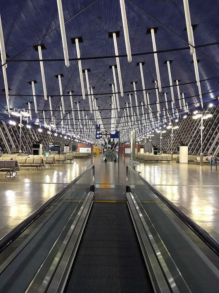 Aeroportul, lumini, travelator, Mutarea trotuar, arhitectura, în interior, iluminate