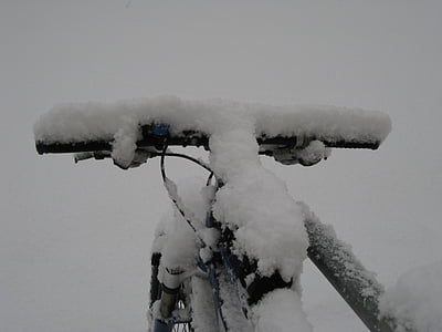 mountainbike, fiets, sneeuwde in, sneeuw, winter