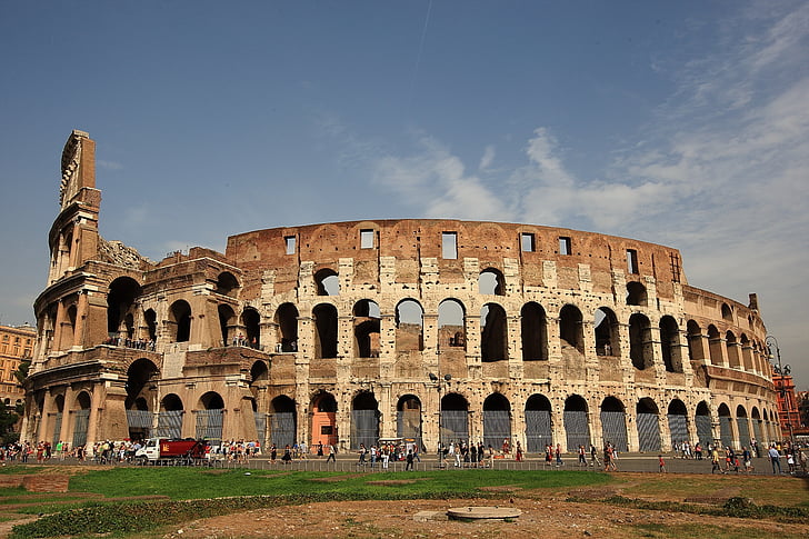o Coliseu, Roman, Itália, história, arquitetura, velha ruína, arco