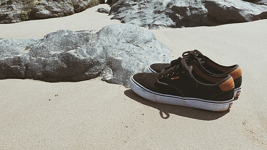 sneakers, sko, havet, sand, Beach, grunge, sandede