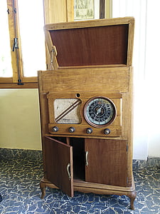 plat, Ràdio, vell, antiquat, fusta - material, d'estil retro, mobles