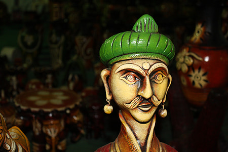 kunsthåndværk, figur, grøn, statue, indiske, artefakt, kultur