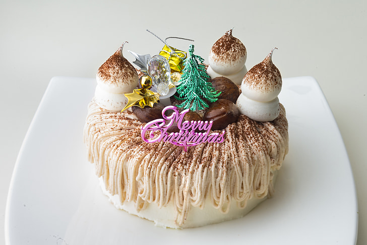 Christmas cake, Mont blanc, Christmas, kake