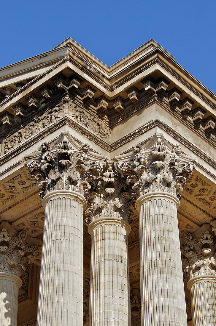 Pantheon, detalj, Quartier Latin, Paris, mausoleum, landmärke, historiska