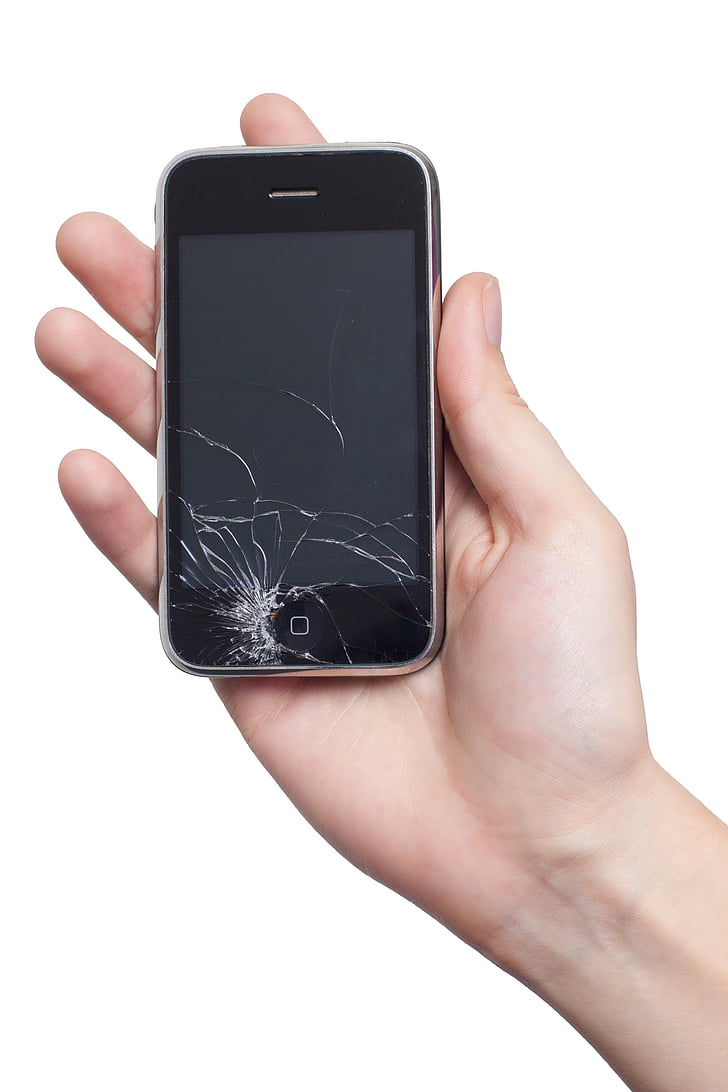iPhone, jabolko, prikaz, škoda, smartphone, zaslon, mobilni telefon