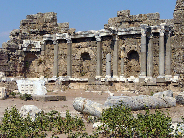 costat, ruïnes, l'antiguitat, edifici