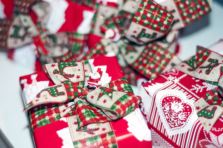 Christmas, cadeaux, présente, d’emballage, arcs, festive, jours fériés