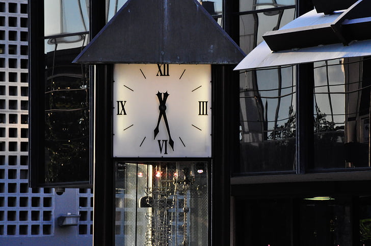 reloj, Torre, Centro de la ciudad, Dallas, tiempo, noche