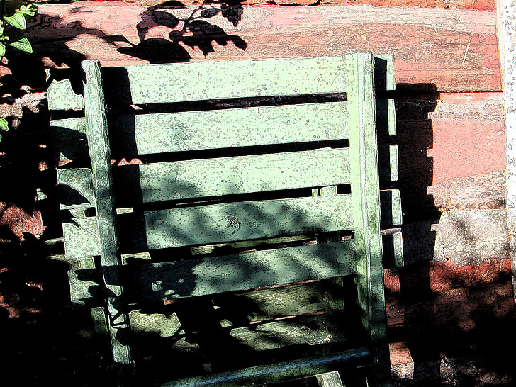 silla, madera, shading, antiguo, resto, otoño, jardín